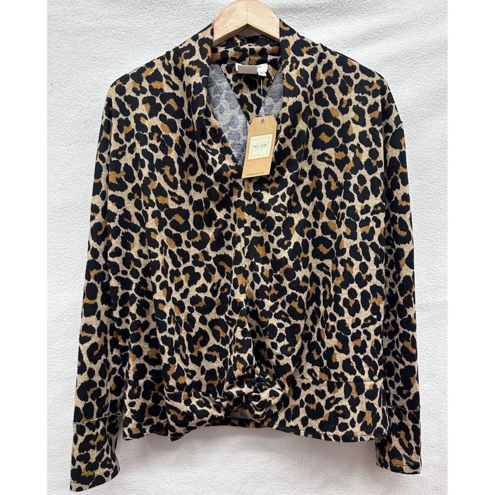 Tru Luxe Jeans Womens Leopard Print Cardigan XL Animal Print Long Sleeve